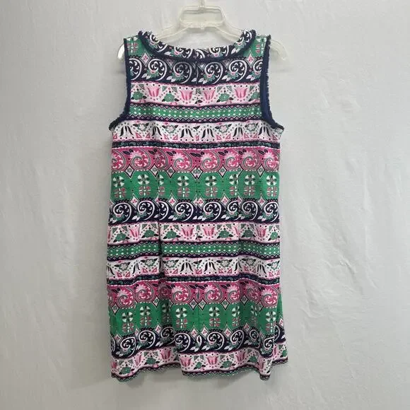 Talbots Fringe Paisley Geometric Print Sleeveless Sheath Dress Size 16P Lined